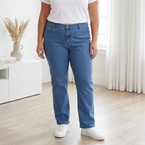 Levi Strauss 550 Relaxed Boot Cut Women 16 L Blue Denim Stretch High Rise Jeans